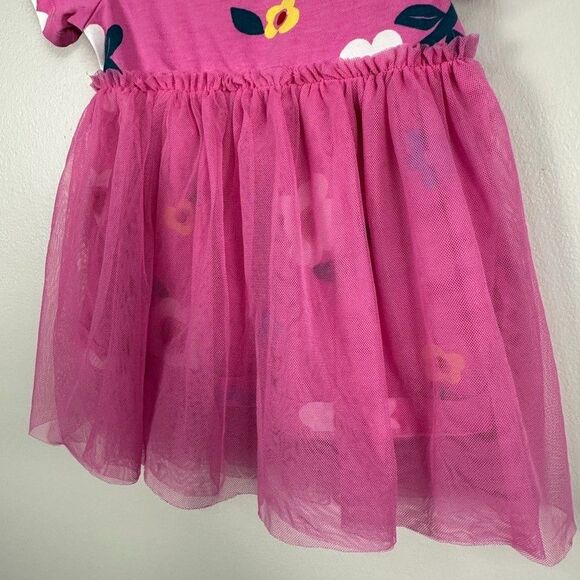 Hanna Andersson Girls 70 6-12 Months Pink Dress Short Sleeve Tulle Floral - Picture 4 of 5